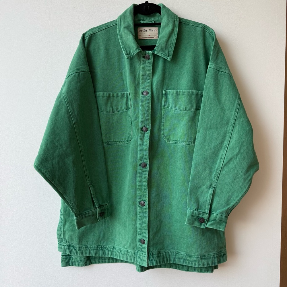 We The Free Green Denim Jacket, Size M